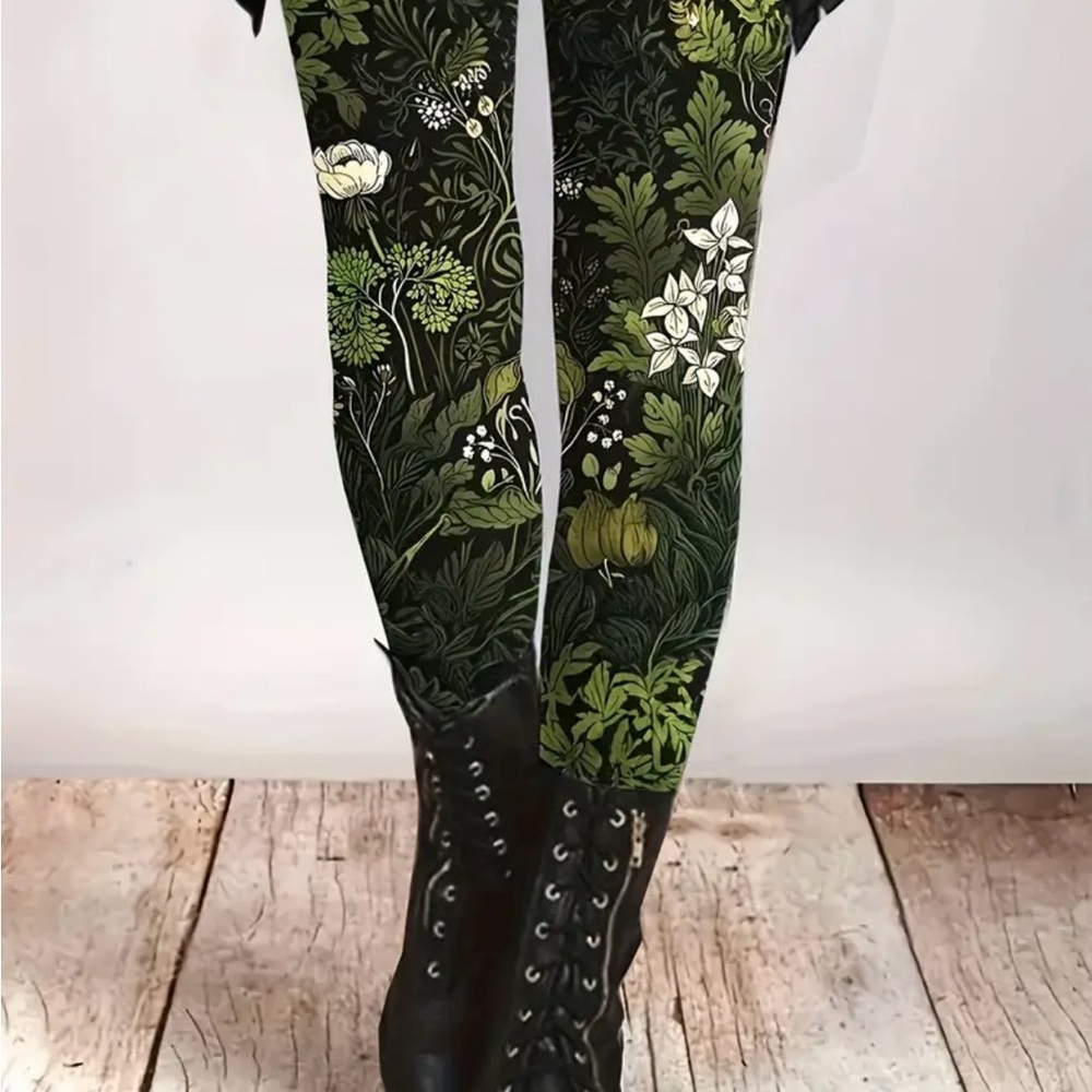 Floral Green Leggings